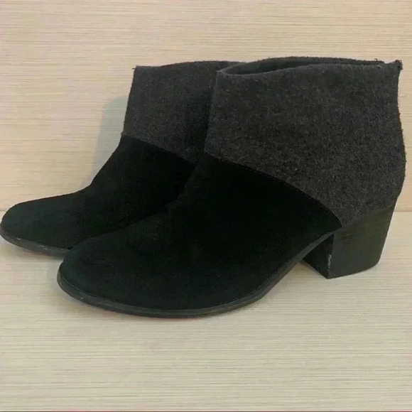 Toms Leila Grey/Black Wool Booties - Picture 1 of 8